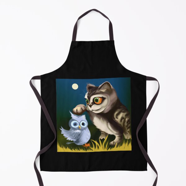 Item preview, a cat and an owl playing designed and sold by shirtkosa.