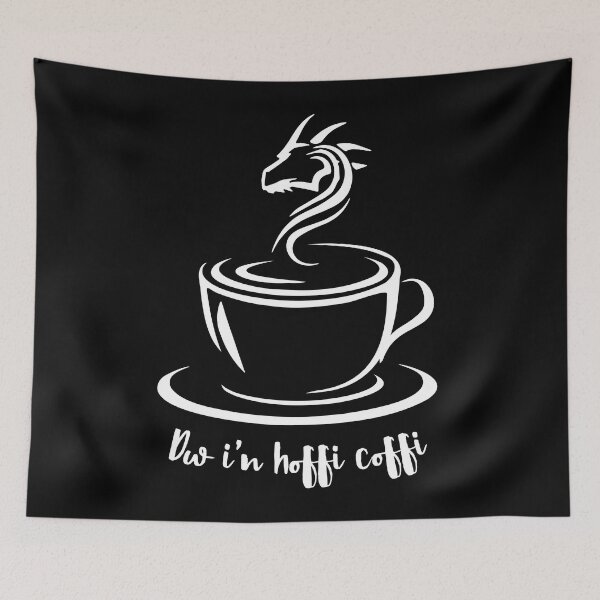 Item preview, Dw i'n hoffi coffi I like coffee line art (white) designed and sold by Lick-Design.