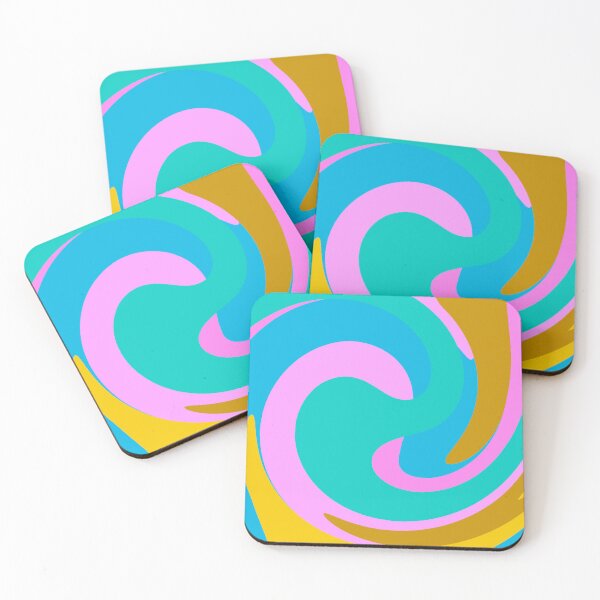 Item preview, Modern Swirl Abstract Pattern Neon Tones, Blue Tones, Yellow, Pink and Mustard Design designed and sold by theprintedclub.