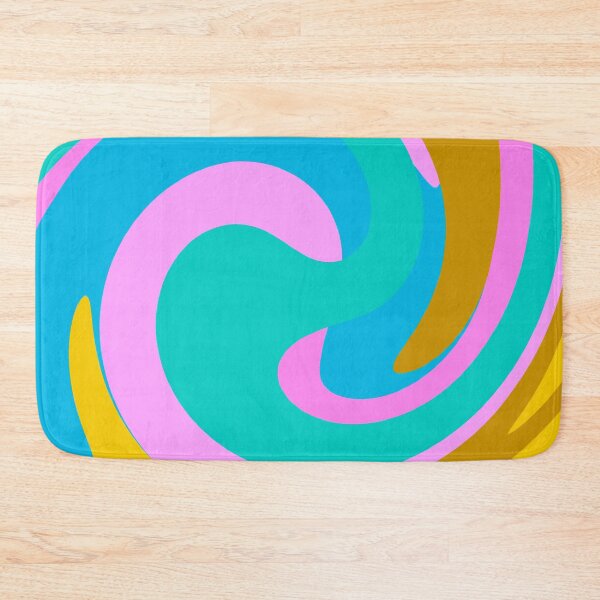 Item preview, Modern Swirl Abstract Pattern Neon Tones, Blue Tones, Yellow, Pink and Mustard Design designed and sold by theprintedclub.