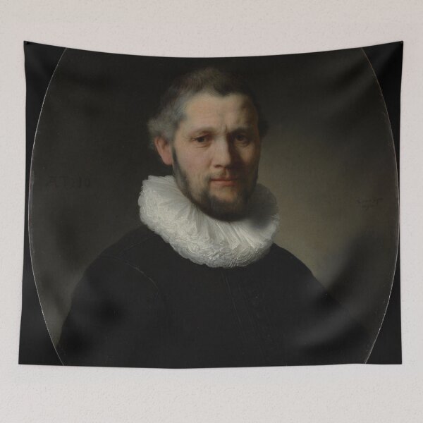Item preview, 17th century portrait of a man in a ruff collar by Rembrandt designed and sold by Vintage Designs +.