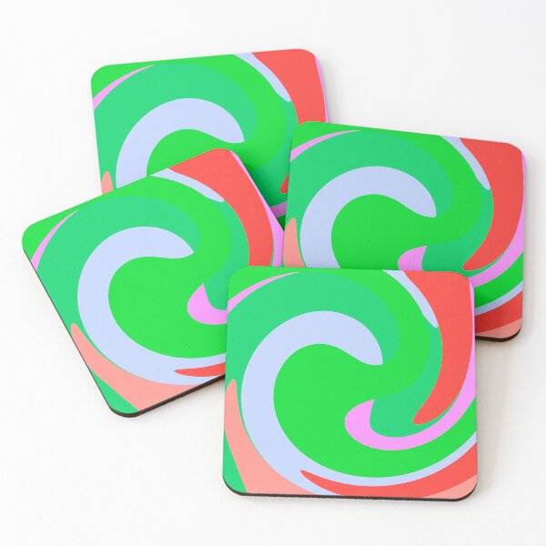 Item preview, Modern Swirl Abstract Pattern Neon Tones, Green, Blue, Pink and Red Design designed and sold by theprintedclub.