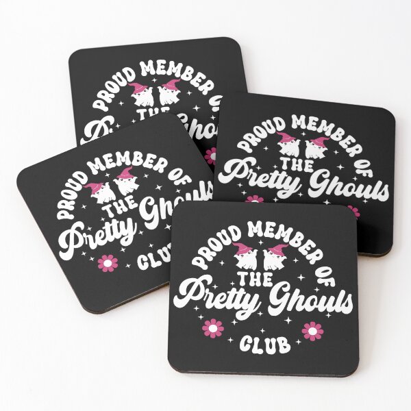 Item preview, Proud Member of the Pretty Ghouls Club Funny Positive Affirmation - Black w/ Dark Pink Flowers designed and sold by PearlMoonGrapes.
