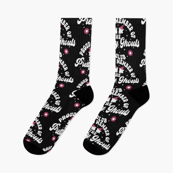 Item preview, Proud Member of the Pretty Ghouls Club Funny Positive Affirmation - Black w/ Dark Pink Flowers designed and sold by PearlMoonGrapes.