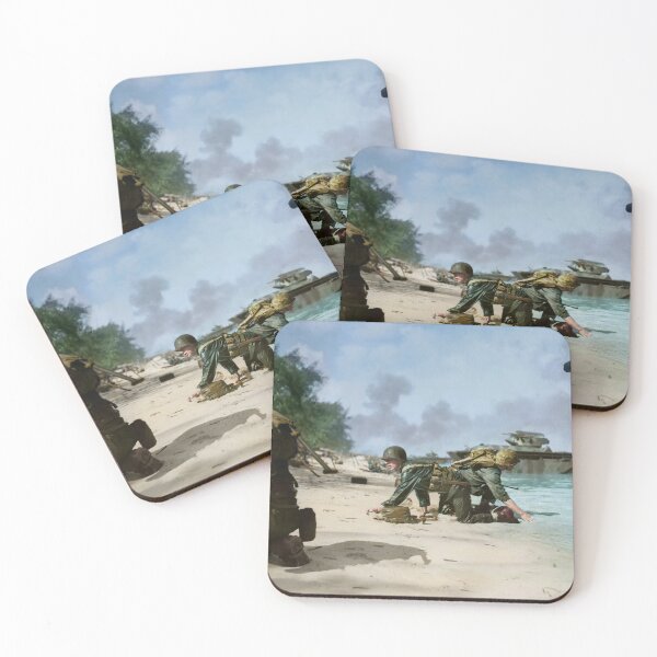 Item preview, U.S Marines crawling under enemy fire on a beach in Saipan. June, 1944. designed and sold by Marina Amaral.