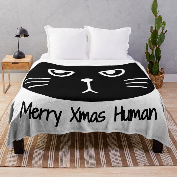 Item preview, Black cat says "Merry Xmas Human" designed and sold by Yulacreative.