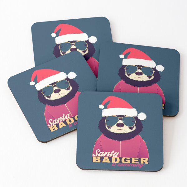 Item preview, Christmas Badass Badger In a Santa Claus Hat designed and sold by KOTOdesign.
