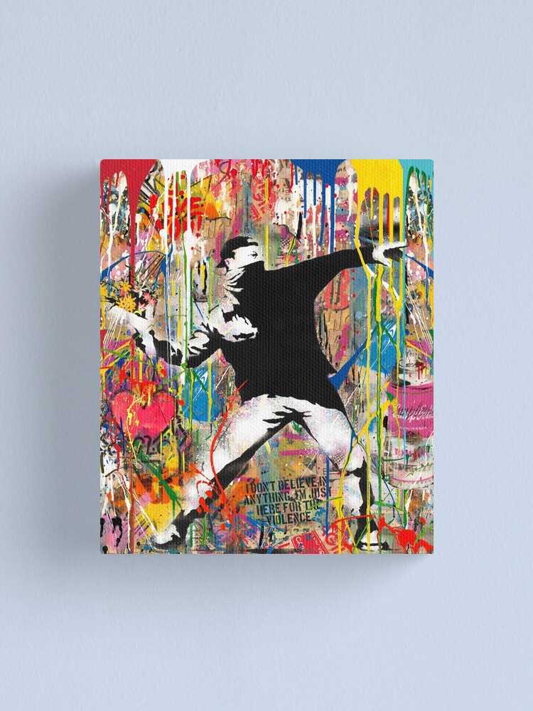 ARTCANVAS outlet Rage, Flower Thrower by Banksy Canvas Art Print