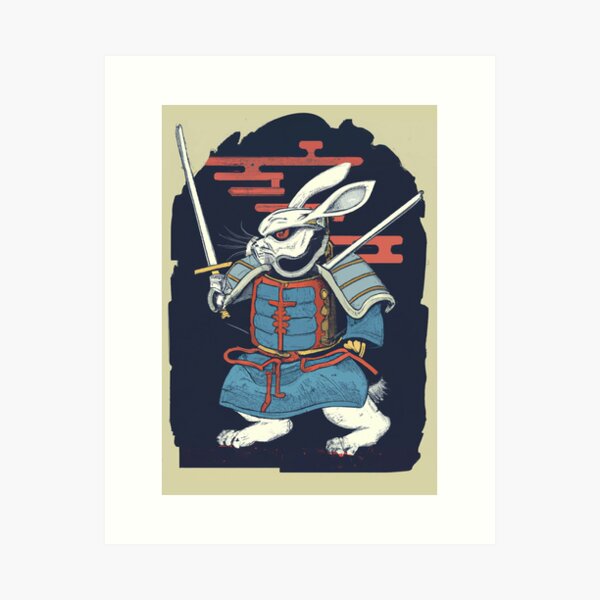 Aperçu de l'œuvre Lapin samurai en amure bleu créée et vendue par Inalternativ.