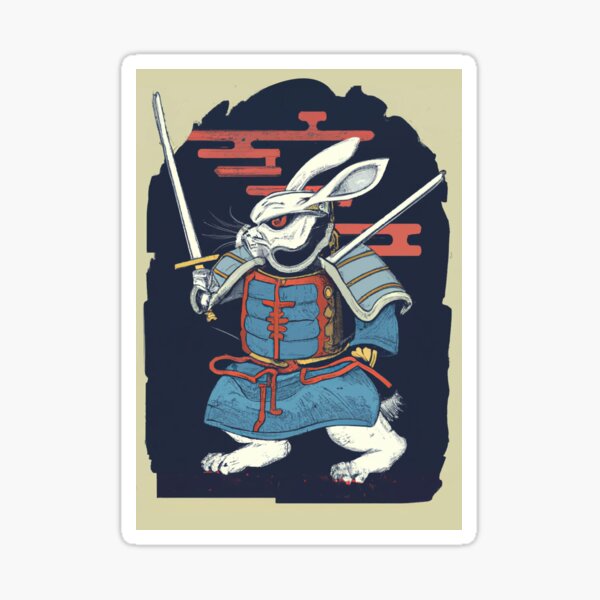 Aperçu de l'œuvre Lapin samurai en amure bleu créée et vendue par Inalternativ.