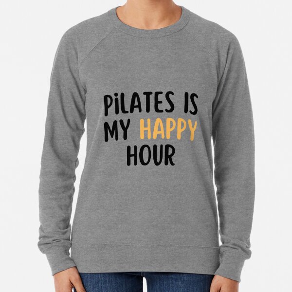 Women's Pilates Crew Sweatshirt, Heather Grey - Happiness Is