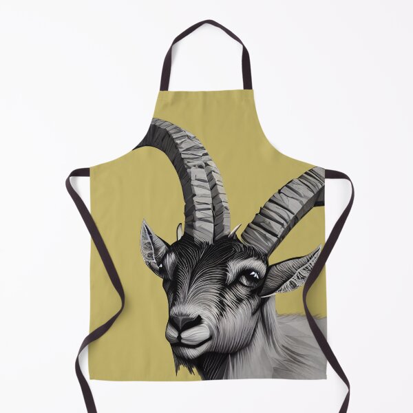 Item preview, Wild goat geometric monochrome sketch. Sand coloured background designed and sold by janesg.
