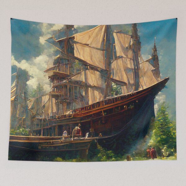 Item preview, Giant Caravel Ship on Land in a Forest Clearing designed and sold by Styxiann.