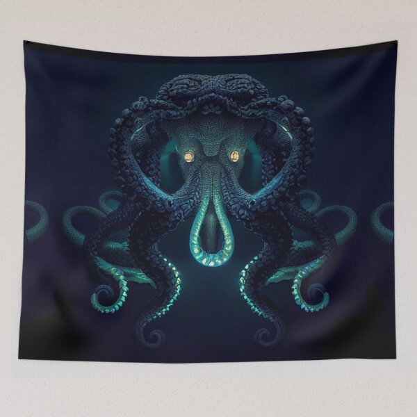 Item preview, Monster of the Depths / dark navy blue background designed and sold by recollectionsv.