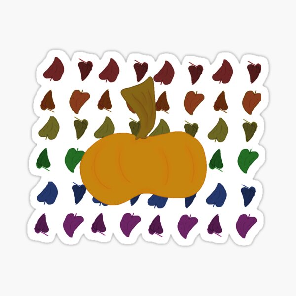 Rainbow Leaf Pattern With Pumpkin Sticker