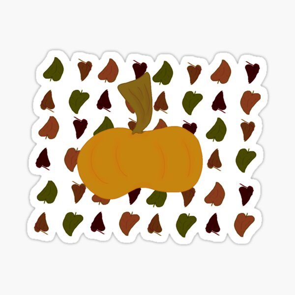 Colorful Leaf Pattern With Pumpkin Sticker