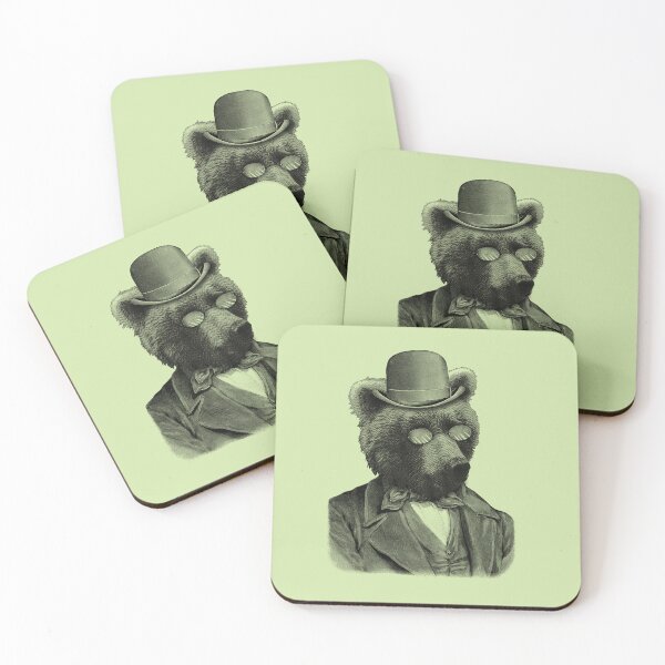 Item preview, Funny bear portrait (green) designed and sold by Madame Memento.