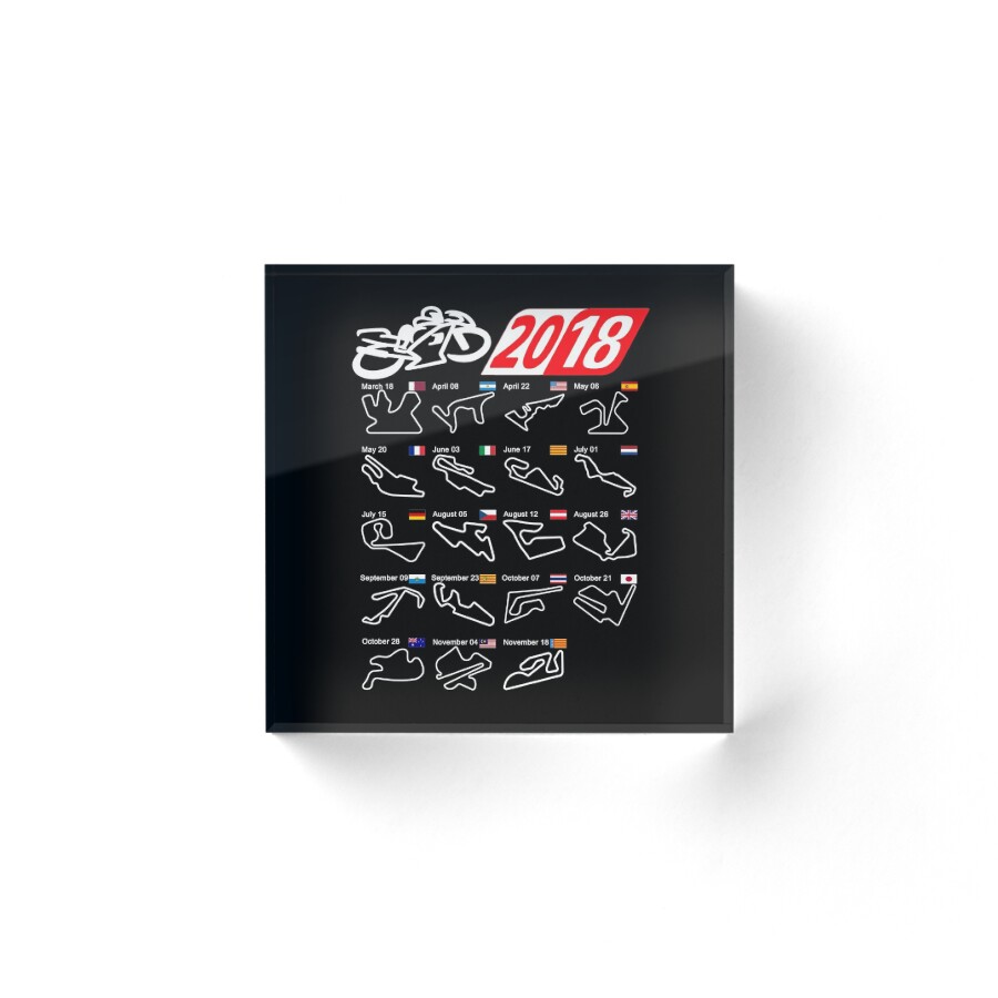 MotoGp Calendar 2018 Circuits Acrylic Blocks By Ideasfinder Redbubble