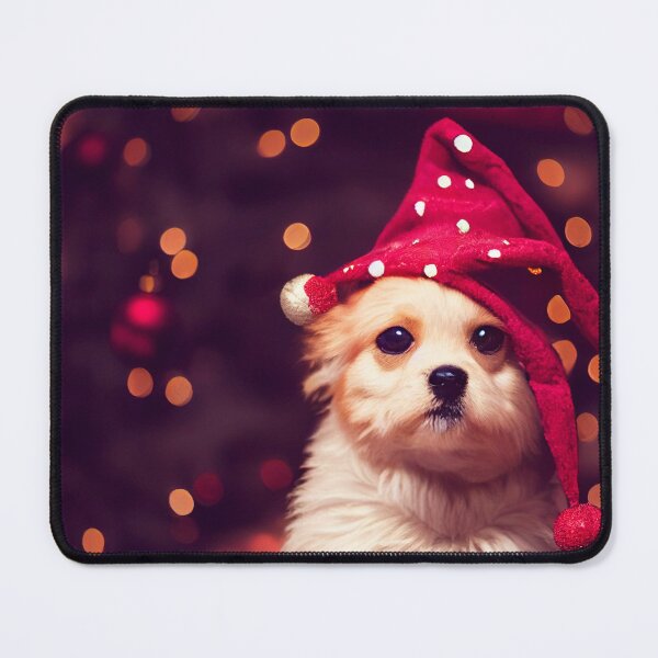 Item preview, Dog with a christmas hat designed and sold by Hype2Art.