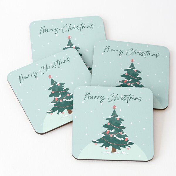 Item preview, Merry Christmas- Soft Colored Christmas Deisgn with Christmas tree and Snow designed and sold by ShubhiDesigns.
