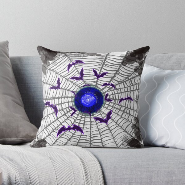Spooky bat spider design Throw Pillow