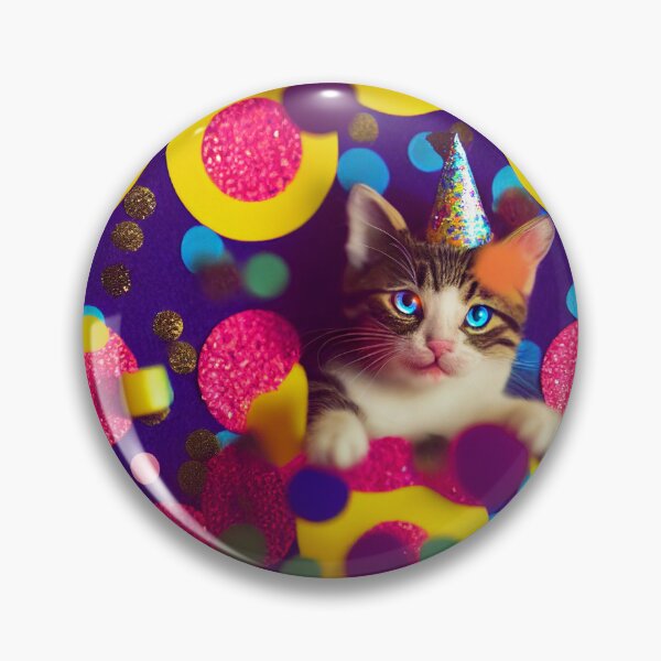 Artikelvorschau, Geburtstagshut Konfetti Kitty #2 entworfen und verkauft von MagicCatSociety.