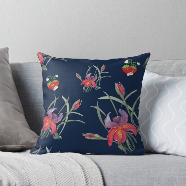 Item preview, Red and Purple Iris Pattern on Navy Background designed and sold by Nadeasart.
