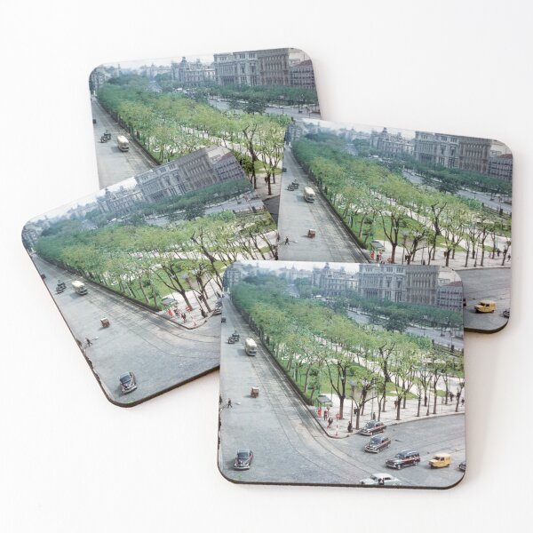 Item preview, 1950s - Aerial View of Madrid Traffic with Tram and Taxis, Spain designed and sold by thatwaslife.