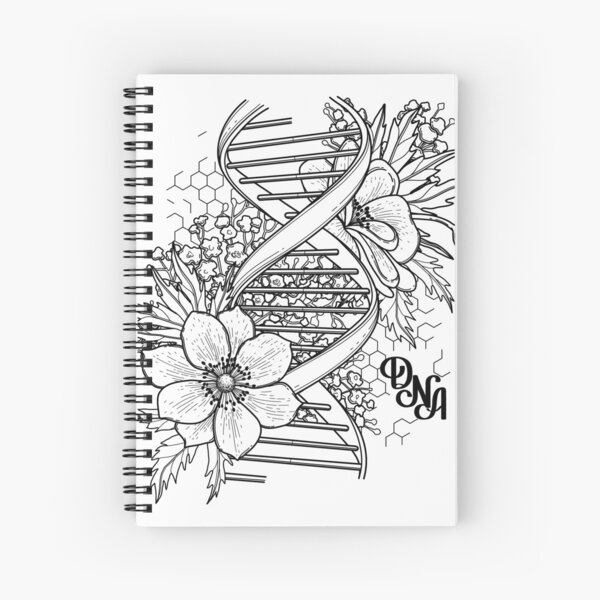 Graphic DNA structure with floral design Spiral Notebook