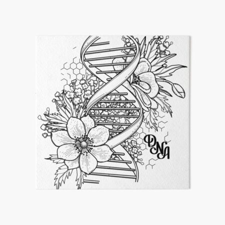 Graphic DNA structure with floral design Art Board Print