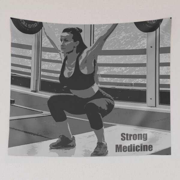 Item preview, Female Weightlifter doing an Overhead Barbell Squat: "Strong Medicine" designed and sold by SomeGuyLou.