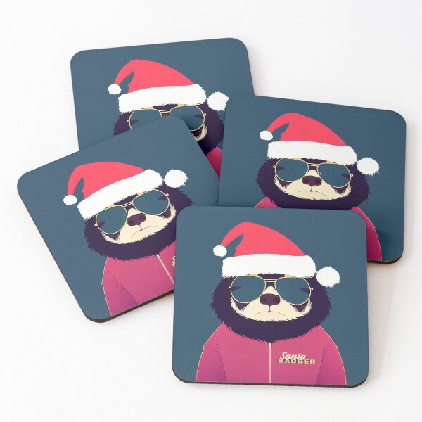 Item preview, Christmas Badass Badger In a Santa Claus Hat designed and sold by KOTOdesign.