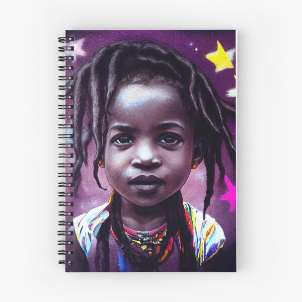 Item preview, African Young Girl with Dreadlocks with Stars on Purple background designed and sold by GambiJoop.