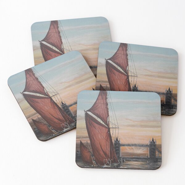 Item preview, SAILING BARGE DANNEBROG AND TOWER BRIDGE AT SUNSET designed and sold by Mackenzie Moulton International Artist .
