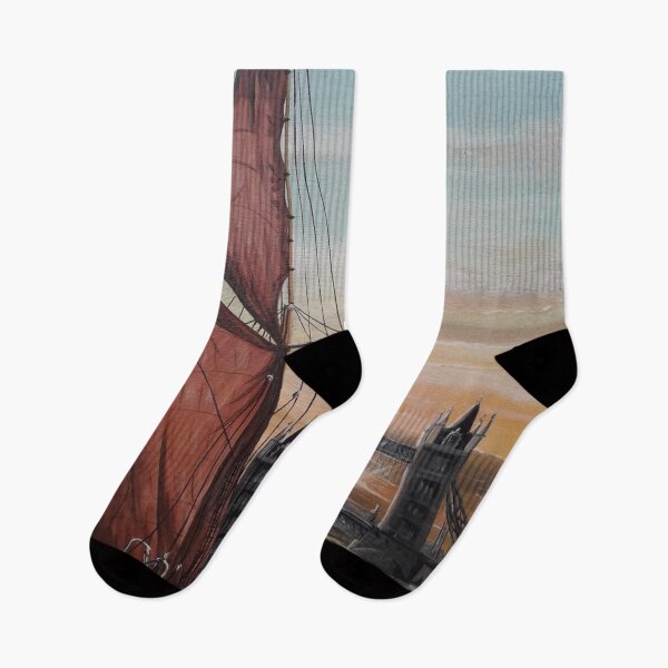 Item preview, SAILING BARGE DANNEBROG AND TOWER BRIDGE AT SUNSET designed and sold by Mackenzie Moulton International Artist .