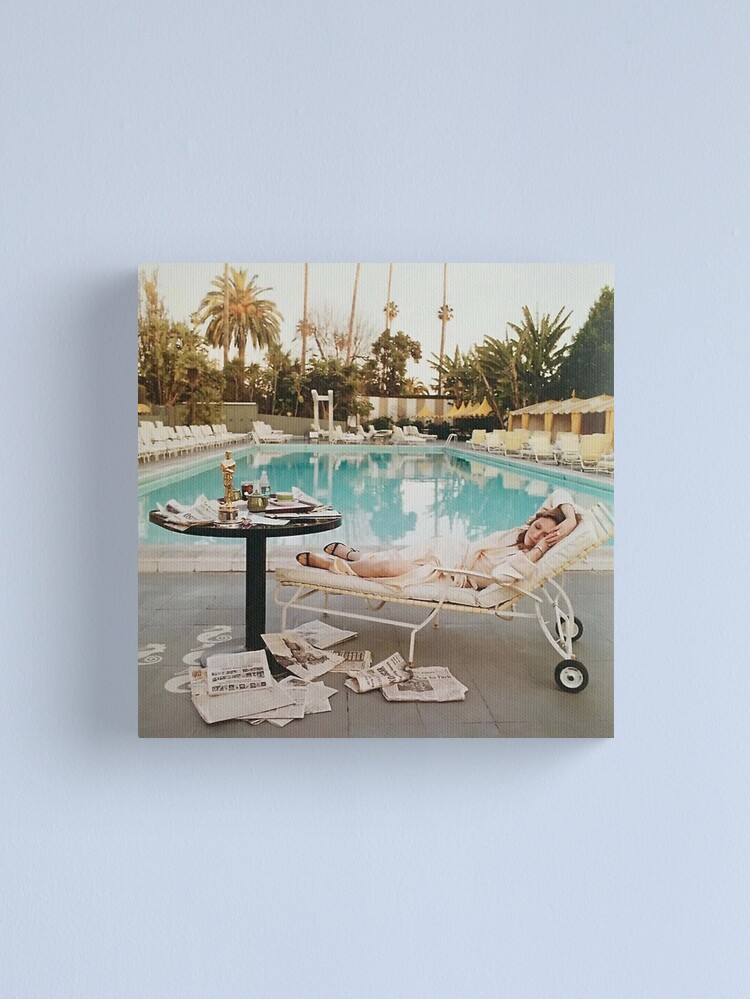 Thumbnail 1 of 3, Canvas Print, Faye Dunaway At The Pool 1977 designed and sold by jastjewl.