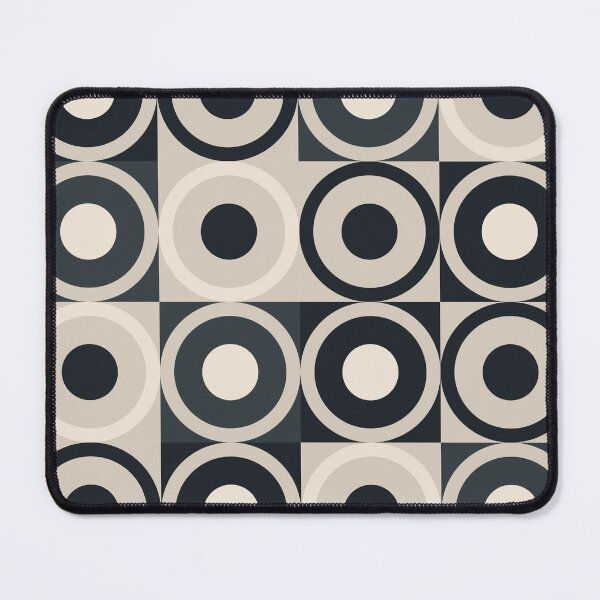 Item preview, Retro Square and Circle Tile Black Cream and Slate designed and sold by Blue-Banana.