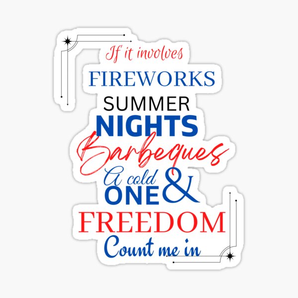 Vista previa del artículo con la obra «Si de fuegos artificiales, noches de verano, BBQ, Una fresquita, Libertad,», diseñado y vendido por tuttuBella.
