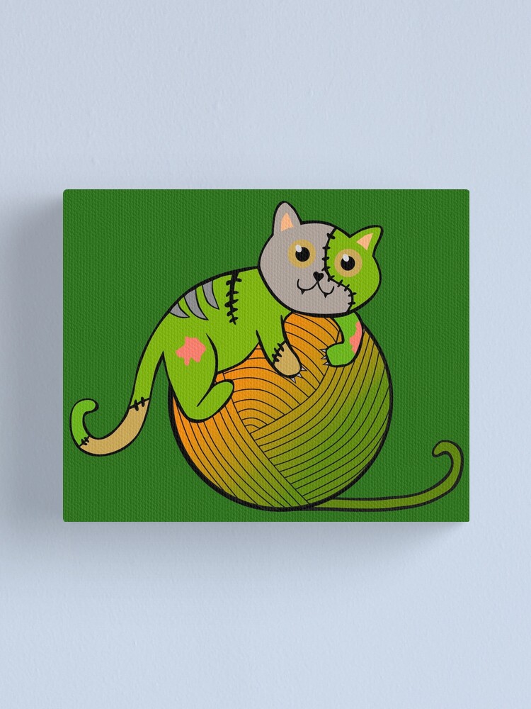 Zombie Kitten with Yarn Canvas Print for Sale by whimsystation