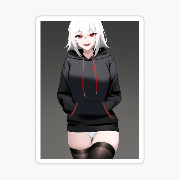 Kawaii Anime Girl In Black Hoodie | Canvas Print