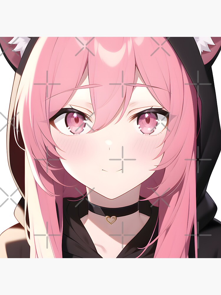 Cute anime cat girl pink