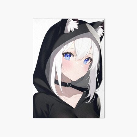 Kawaii Anime Neko Cat Girl in Black Hoodie Poster for Sale by TenchiMasaki