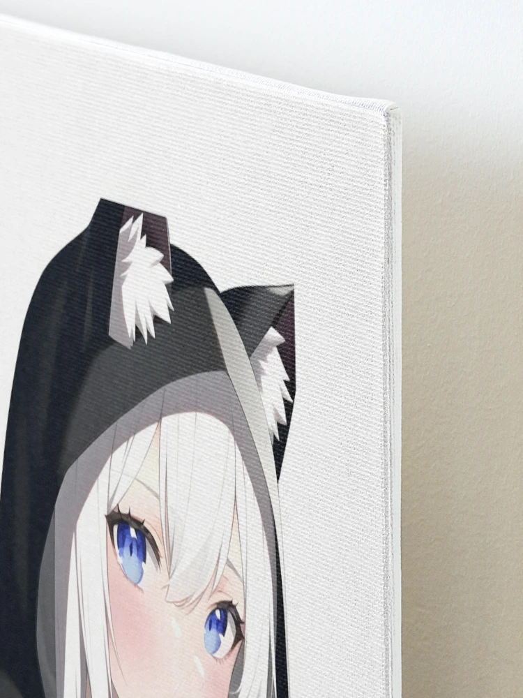 Kawaii Anime Neko Cat Girl With white hair Art Print for Sale by  TenchiMasaki