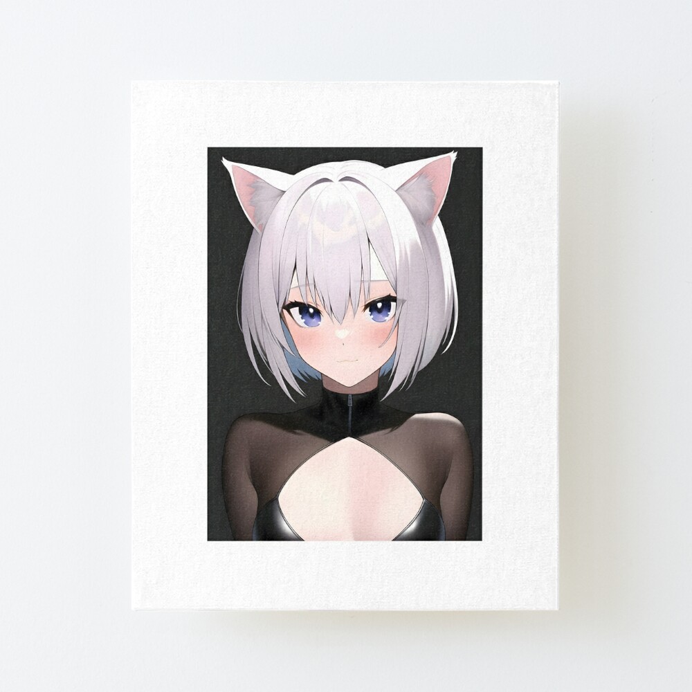 Kawaii Anime Neko Cat Girl With white hair | Art Print