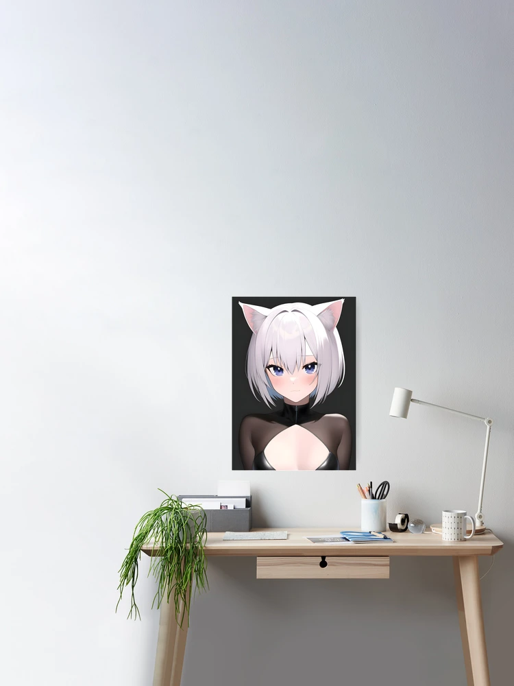 Kawaii Anime Neko Cat Girl With white hair Poster for Sale by TenchiMasaki