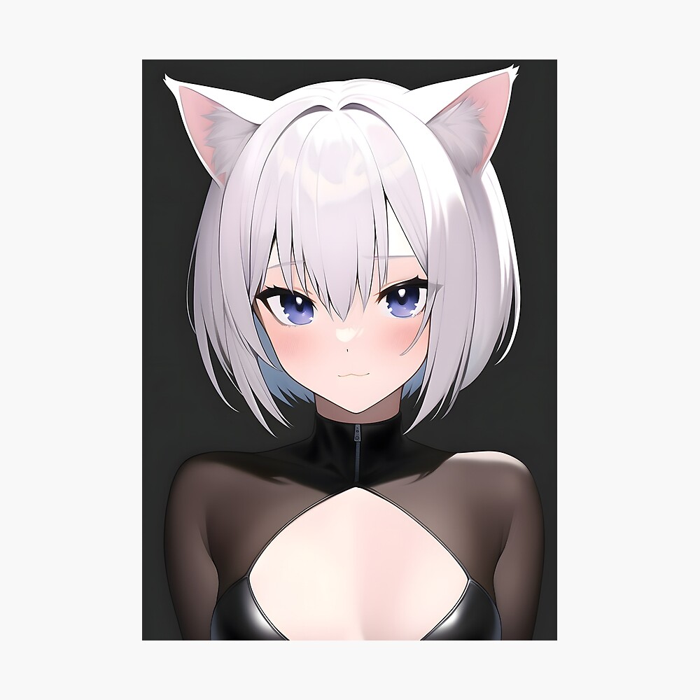 Kawaii Anime Neko Cat Girl With white hair Poster for Sale by TenchiMasaki