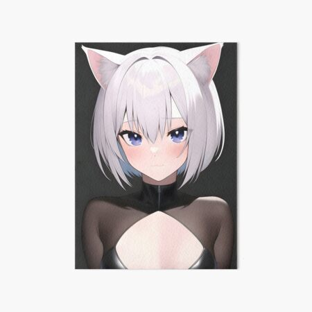 Kawaii Anime Neko Cat Girl With white hair | Poster