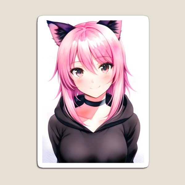 Kawaii Anime Neko Cat Girl in Black Hoodie Poster for Sale by TenchiMasaki