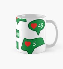 Set of Green Icons with Red Heart Isolated on White Background Mug