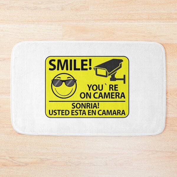 Item preview, Smile Youre You're on Camera Sign Yellow English Spanish designed and sold by richter74.
